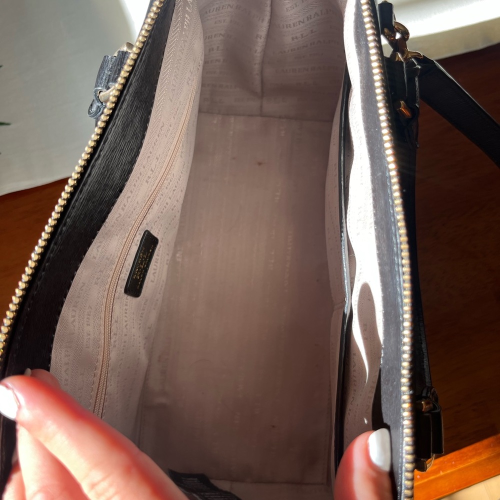 Ralph Lauren Black Leather Satchel with Gold Hardware - Picture 4 of 6